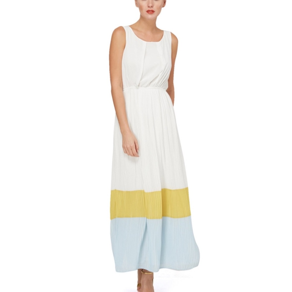 Darling brand Justina dress in size small, maxi white pleated skirt NWT lulus